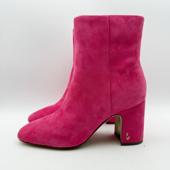 Sam Edelman Womens Fawn Heel Bootie US 8 M EU 38.5 Pink Suede Leather NIB - Picture 10 of 14